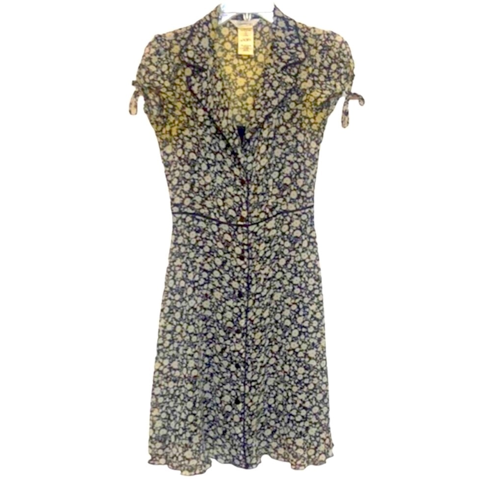 🌞 Speechless vintage 80s floral button up short tie sleeves midi dress women 3